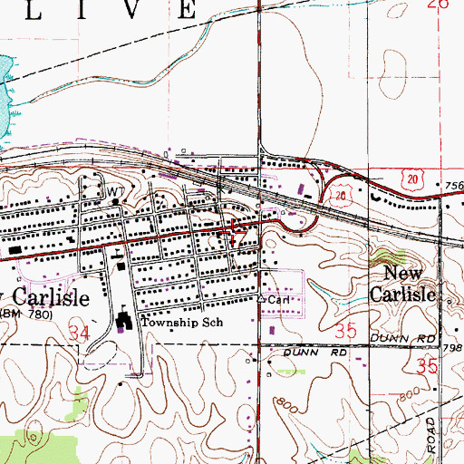 Topographic Map of New Carlisle Fire Department, IN