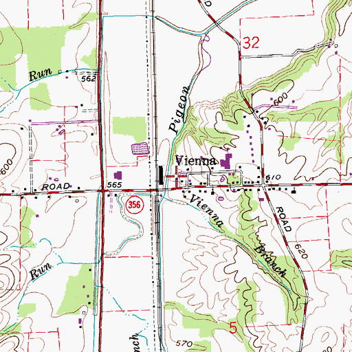 Topographic Map of Vienna Township Volunteer Fire Department, IN