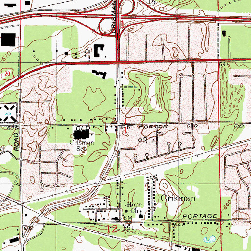 Topographic Map of Portage Fire Department Station 2, IN