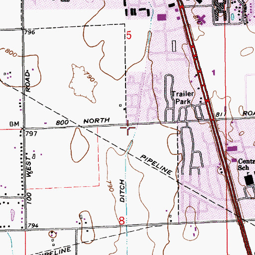Topographic Map of Greenwood Fire Department Station 93, IN