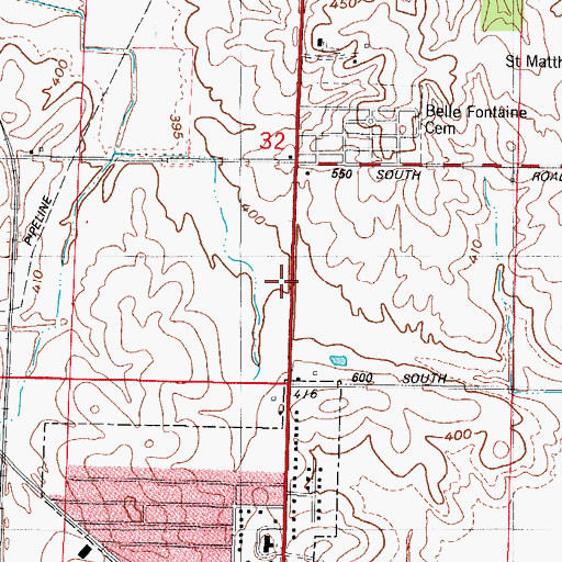 Topographic Map of Black Township Fire and Rescue Station 1, IN