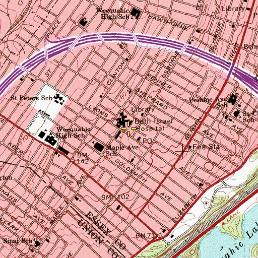 Topographic Map of Children's Hospital of New Jersey at Newark Beth Israel Medical Center, NJ
