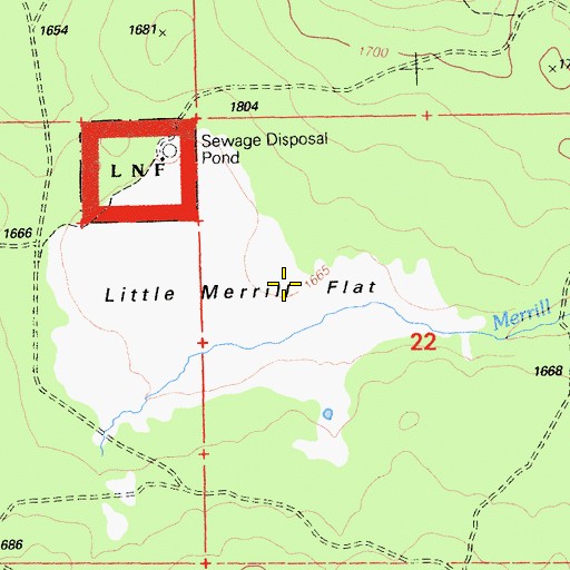 Topographic Map of Little Merrill Flat, CA