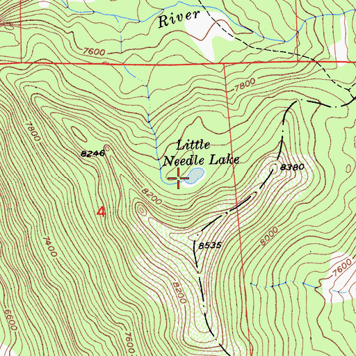 Topographic Map of Little Needle Lake, CA