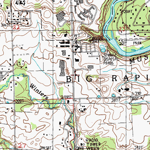 Topographic Map of Big Rapids Township Fire Department, MI