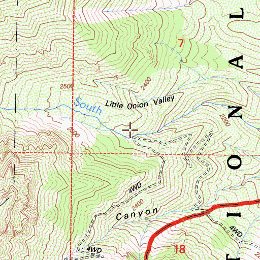 Topographic Map of Little Onion, CA