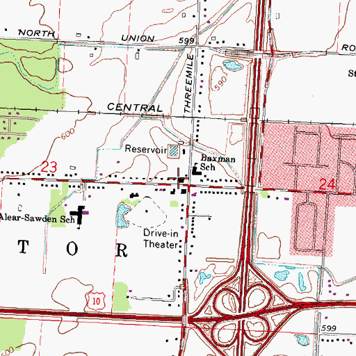 Topographic Map of Monitor Township Fire Department Station 10, MI