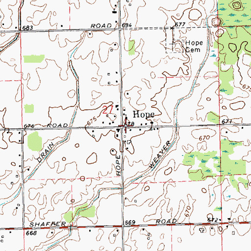 Topographic Map of Hope Township Fire Department, MI