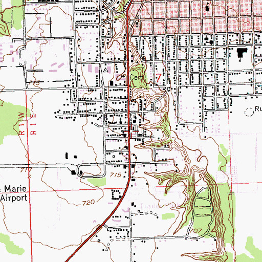 Topographic Map of Michigan Department of Natural Resources Sault Sainte Marie Field Office, MI