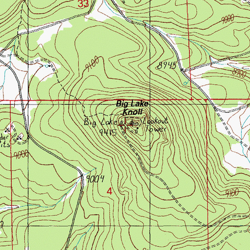 Topographic Map of Big Lake Knoll, AZ