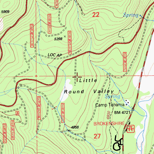 Topographic Map of Little Round Valley, CA