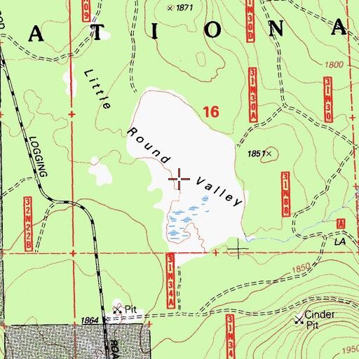 Topographic Map of Little Round Valley, CA