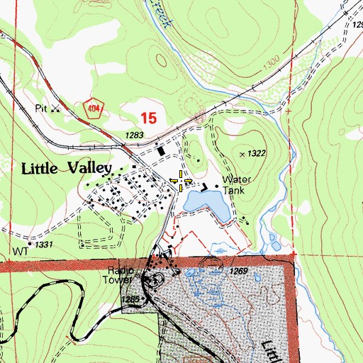 Topographic Map of Little Valley, CA