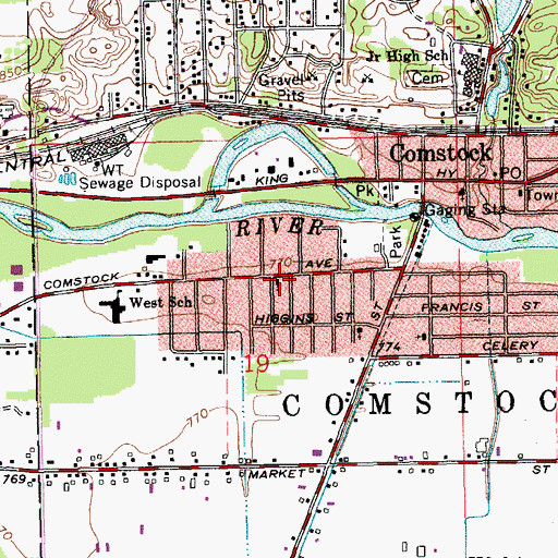 Topographic Map of Comstock Avenue Church of God, MI