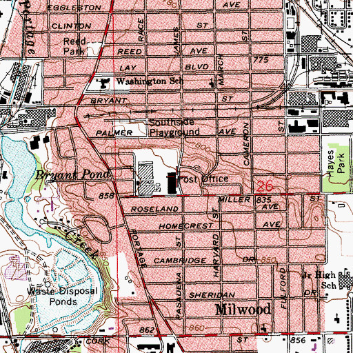 Topographic Map of Kalamazoo Post Office, MI