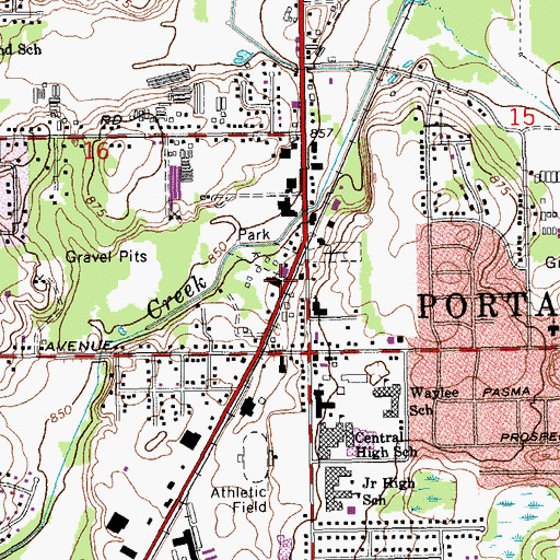 Topographic Map of Portage Fire Department, MI