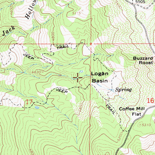 Topographic Map of Logan Basin, CA