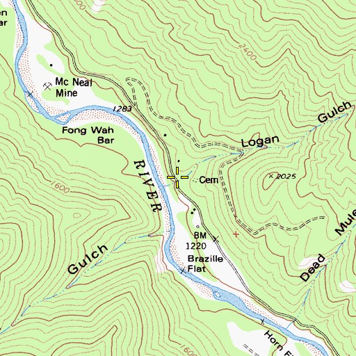 Topographic Map of Logan Gulch, CA