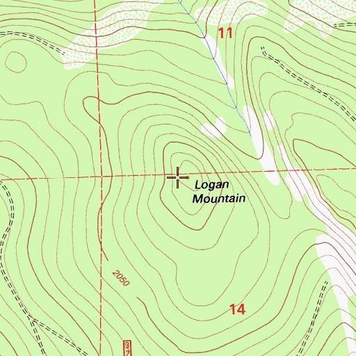 Topographic Map of Logan Mountain, CA