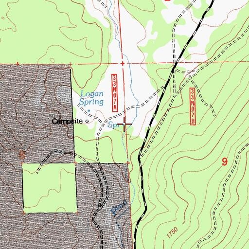 Topographic Map of Logan Spring, CA