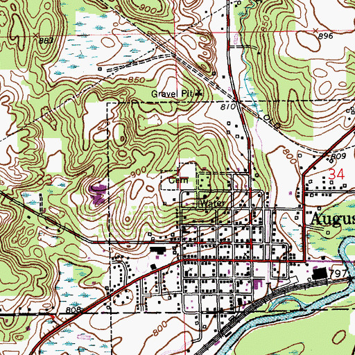 Topographic Map of Augusta Cemetery, MI
