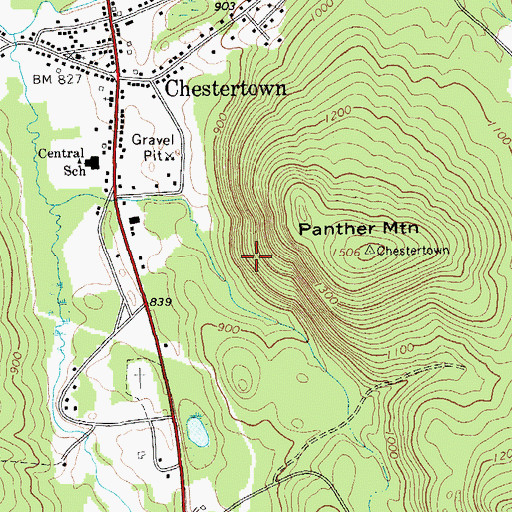 Topographic Map of Chestertown Census Designated Place, NY
