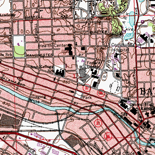 Topographic Map of Percy Jones General Hospital Historical Marker, MI