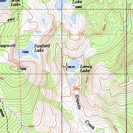 Topographic Map of Loney Lake, CA