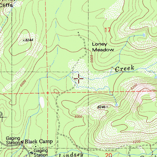Topographic Map of Loney Meadow, CA