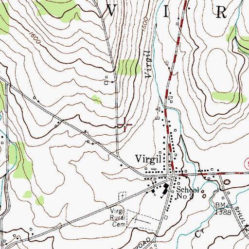 Topographic Map of Virgil Census Designated Place, NY