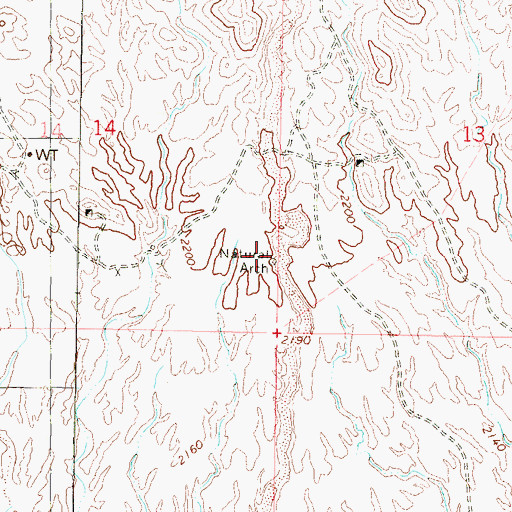 Topographic Map of Natural Arch, AZ
