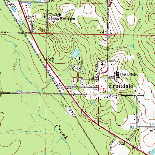 Topographic Map of Fruitdale Census Designated Place, AL