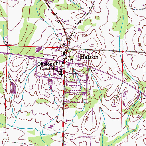 Topographic Map of Hatton Census Designated Place, AL
