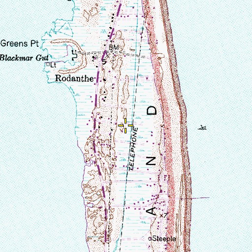 Topographic Map of Rodanthe Census Designated Place, NC