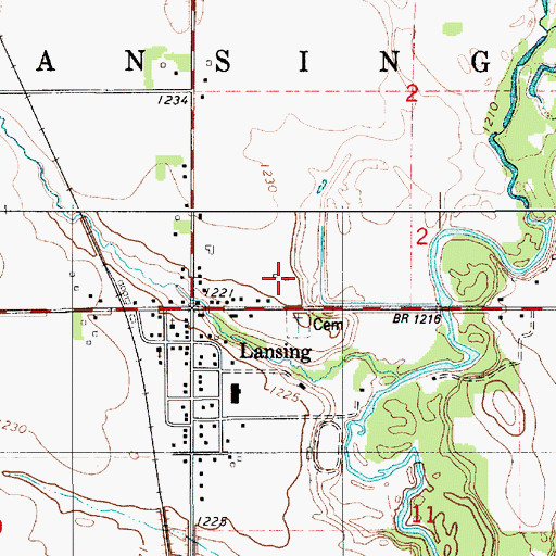 Topographic Map of Lansing Census Designated Place, MN