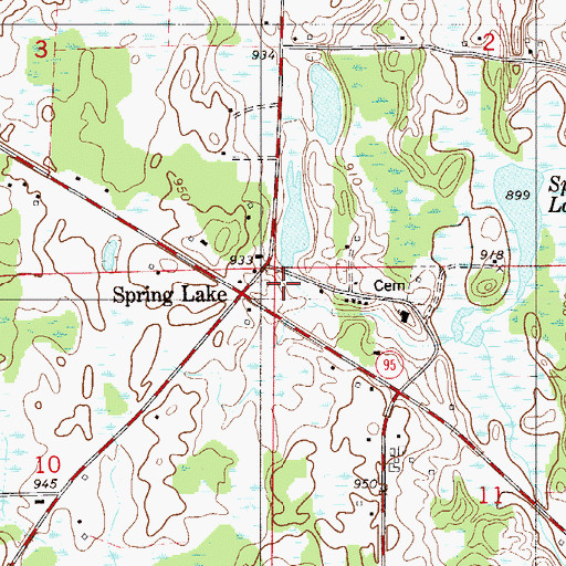 Topographic Map of Spring Lake Census Designated Place, MN