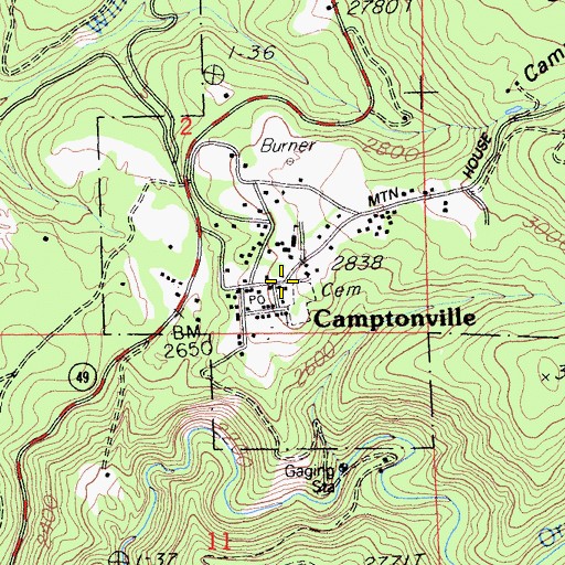 Topographic Map of Camptonville Census Designated Place, CA