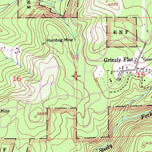 Topographic Map of Grizzly Flats Census Designated Place, CA