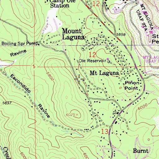 Topographic Map of Mount Laguna Census Designated Place, CA