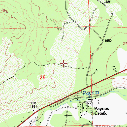 Topographic Map of Paynes Creek Census Designated Place, CA