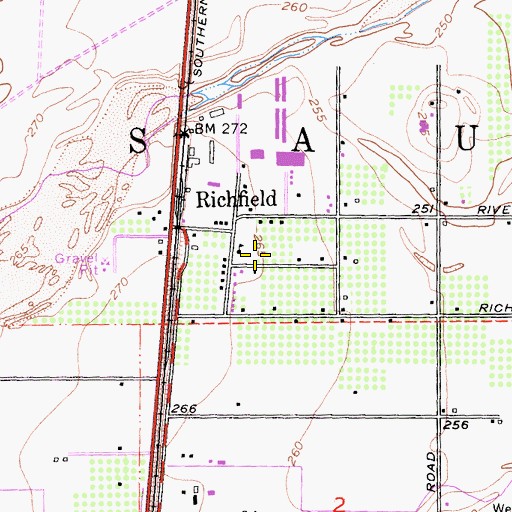 Topographic Map of Richfield Census Designated Place, CA