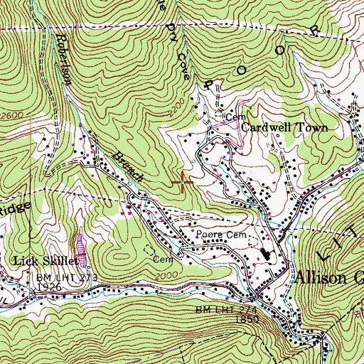 Topographic Map of Allison Gap Census Designated Place, VA