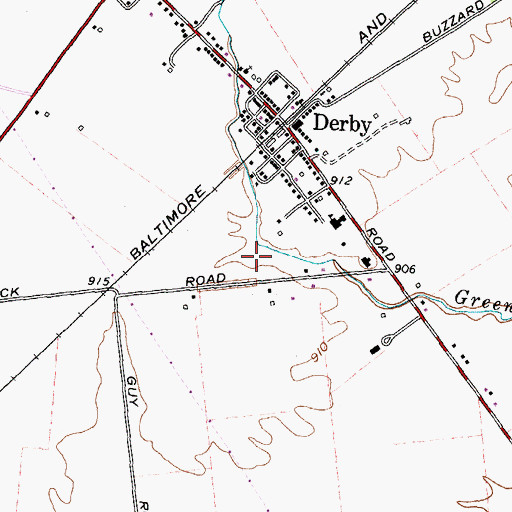 Topographic Map of Derby Census Designated Place, OH