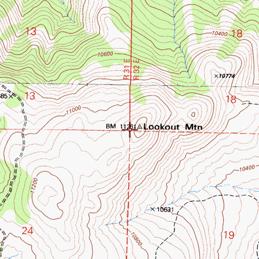 Topographic Map of Lookout Mountain, CA