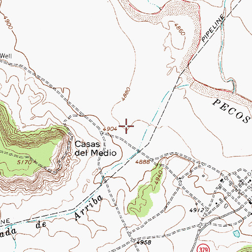 Topographic Map of Colonias Census Designated Place, NM