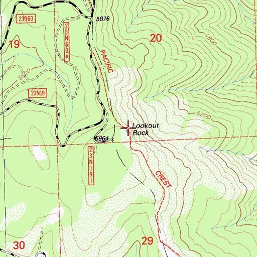 Topographic Map of Lookout Rock, CA