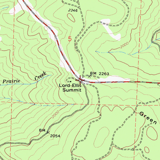 Topographic Map of Lord-Ellis Summit, CA