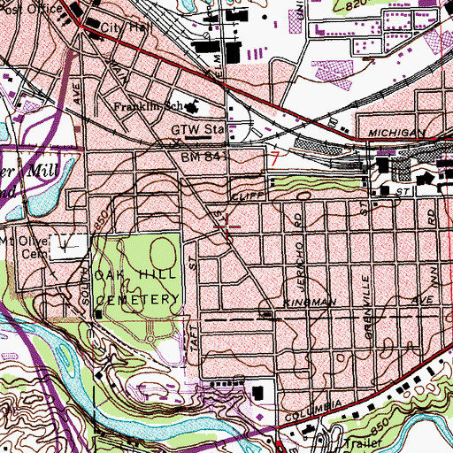 Topographic Map of First Pentecostal Church, MI