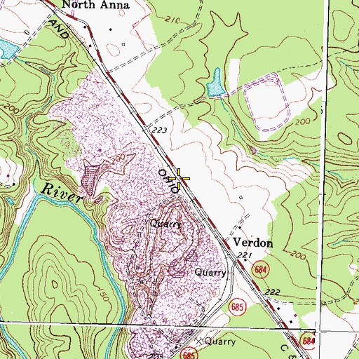 Topographic Map of Doswell Quarry, VA