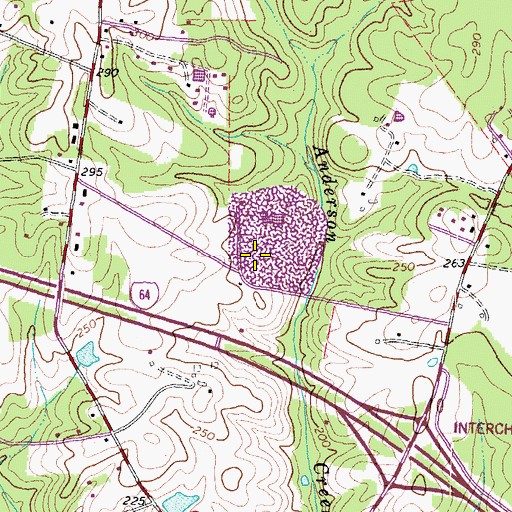Topographic Map of Anderson Creek Quarry, VA